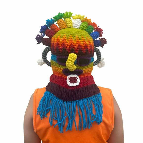 🤩NEW Handmade  Aya Huma Diablo Umo Inca's kids Mask Ecuador Black Inti Raymi🤩 - Picture 2 of 4